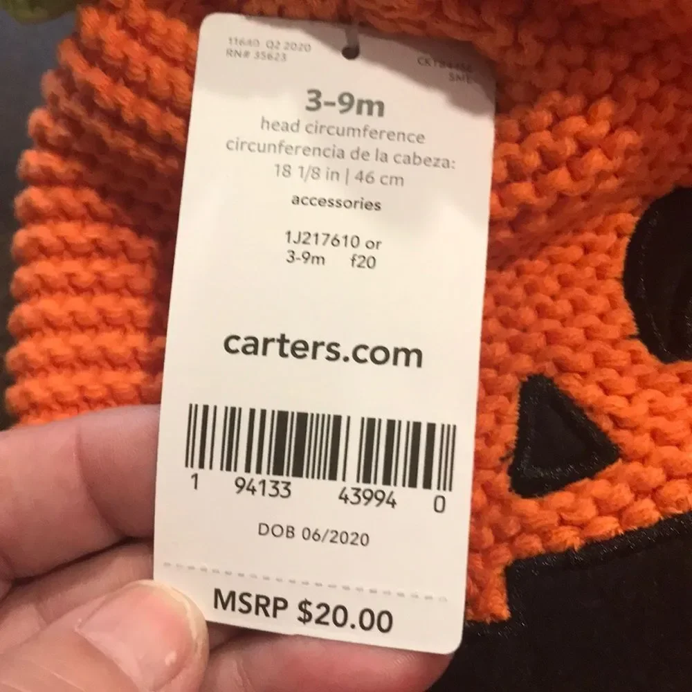 NWT Carter’s pumpkin hat